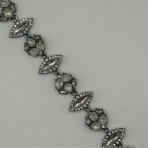 Glitzy Silver Tone Iridescent & Rhinestone Bracelet